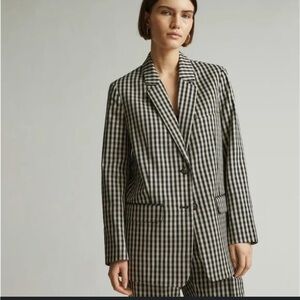 Everlane houndstooth checker black tan oversized TENCEL™ Lyocell cotton 0 new
